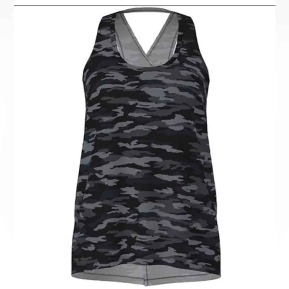 Lularoe Triumphant work out tank top sleeveless camouflage camo grey black top